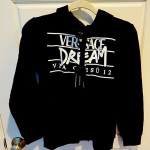 Versace, size 12, zip up sweatshirt hoodie, new with tags, black